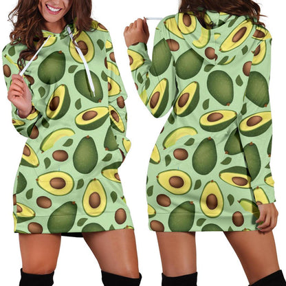 Avocado Pattern Print Design AC01 Women Hoodie Dress