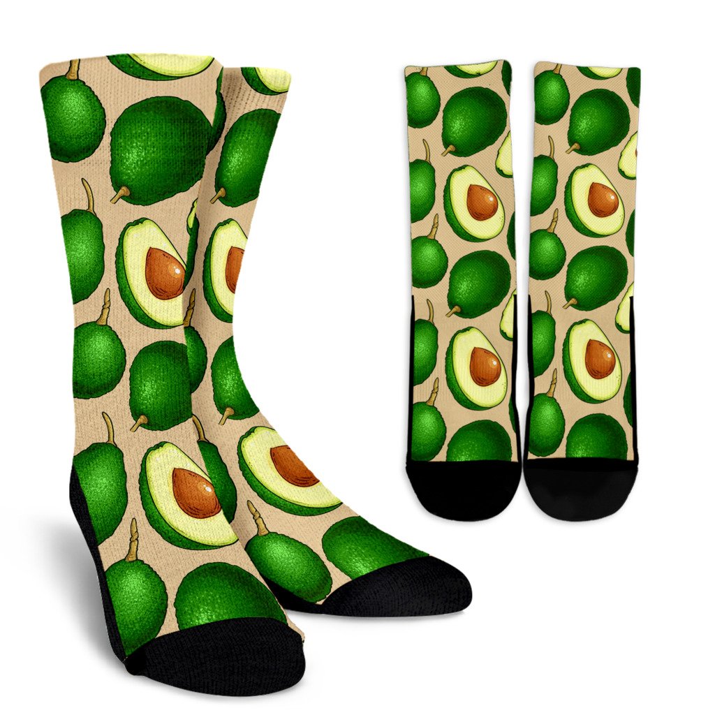 Avocado Pattern Print Design AC010 Crew Socks-JORJUNE.COM