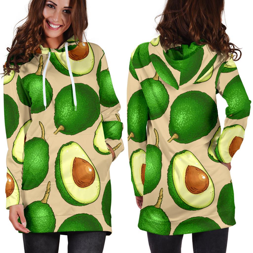 Avocado Pattern Print Design AC010 Women Hoodie Dress