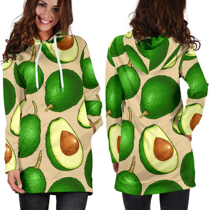 Avocado Pattern Print Design AC010 Women Hoodie Dress