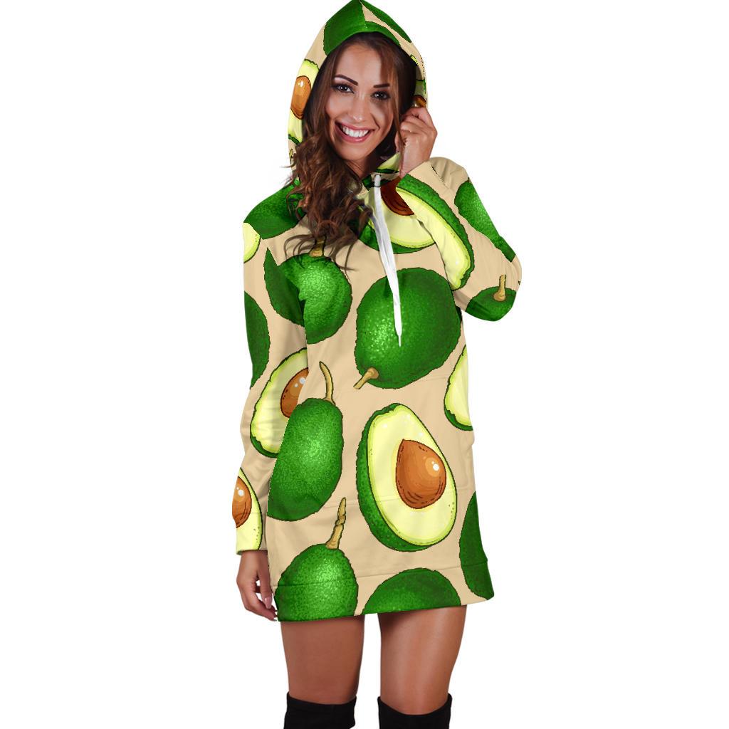 Avocado Pattern Print Design AC010 Women Hoodie Dress
