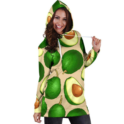 Avocado Pattern Print Design AC010 Women Hoodie Dress