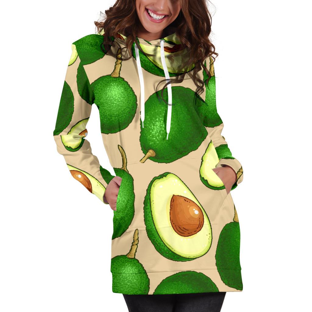 Avocado Pattern Print Design AC010 Women Hoodie Dress