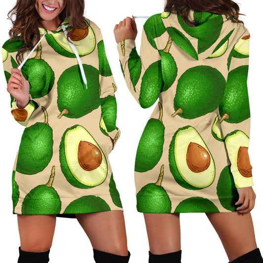 Avocado Pattern Print Design AC010 Women Hoodie Dress