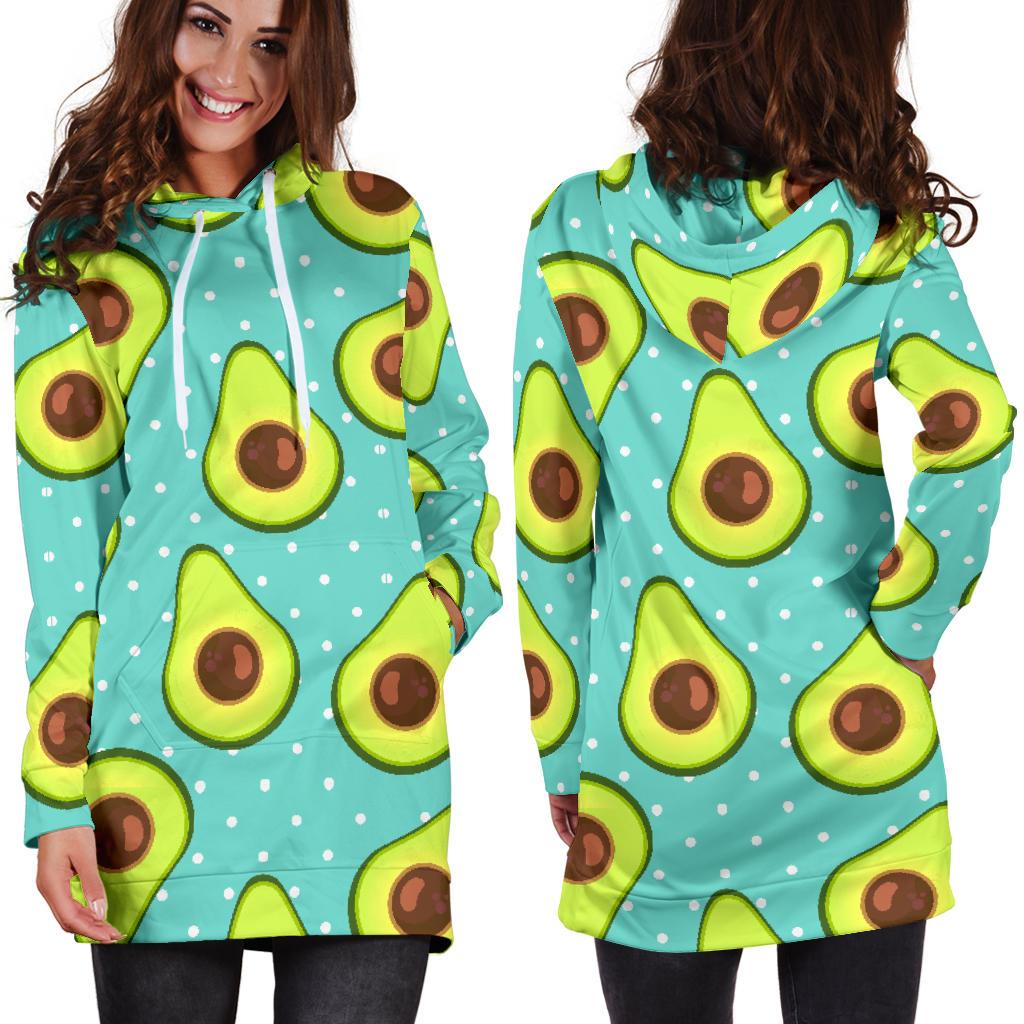 Avocado Pattern Print Design AC012 Women Hoodie Dress