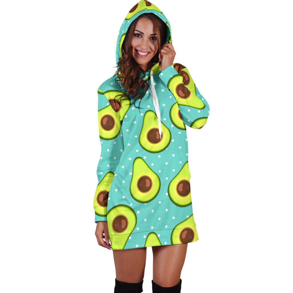 Avocado Pattern Print Design AC012 Women Hoodie Dress