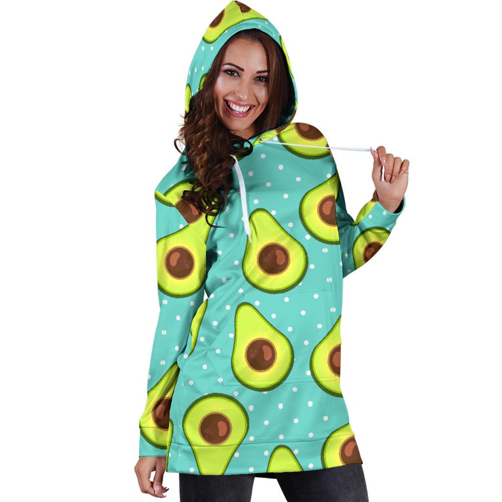 Avocado Pattern Print Design AC012 Women Hoodie Dress