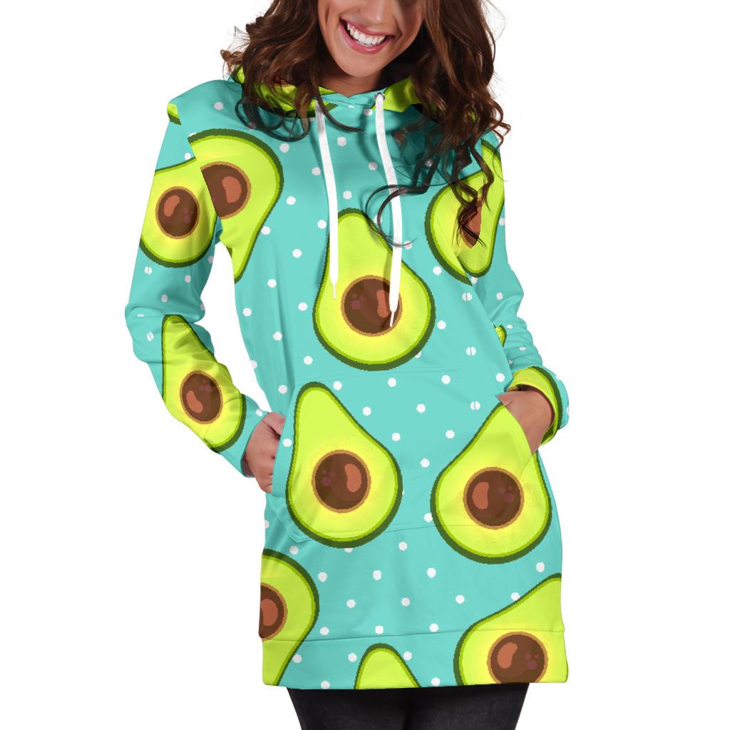 Avocado Pattern Print Design AC012 Women Hoodie Dress