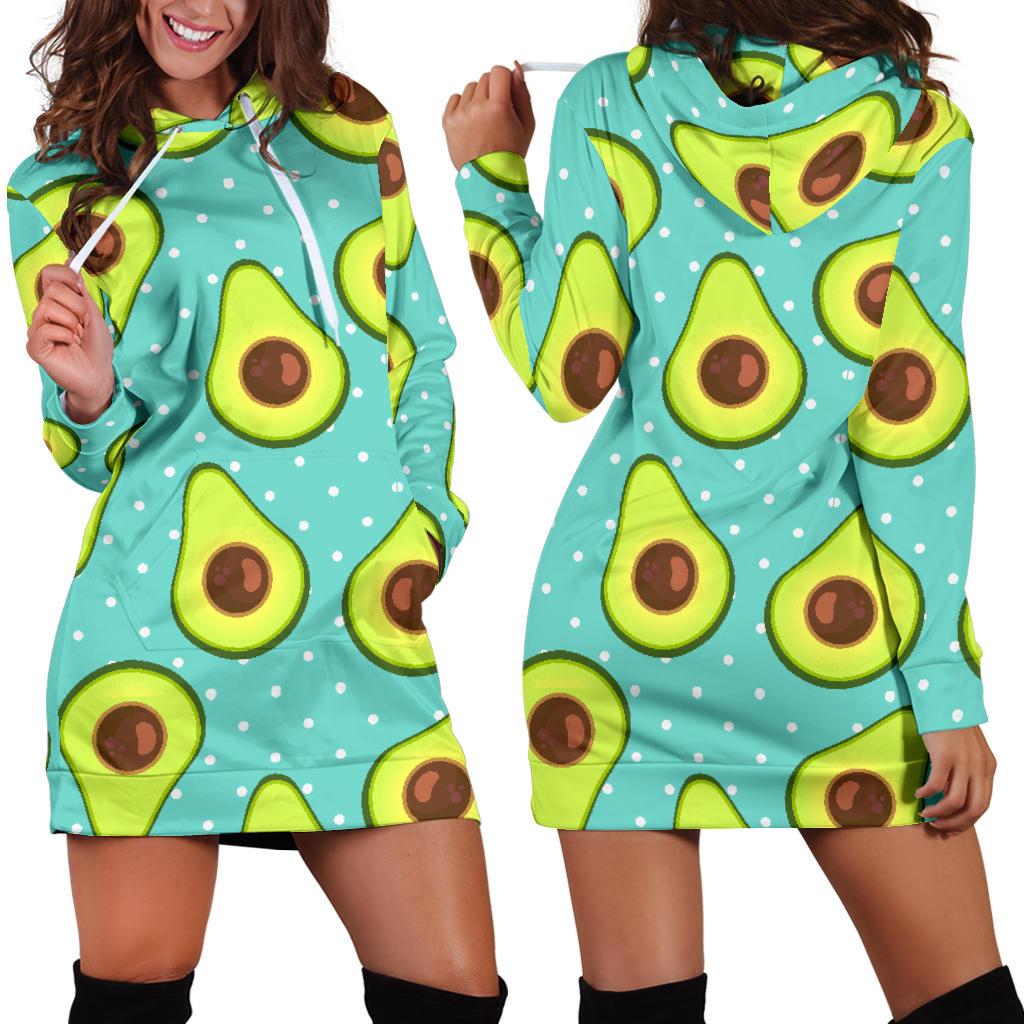 Avocado Pattern Print Design AC012 Women Hoodie Dress