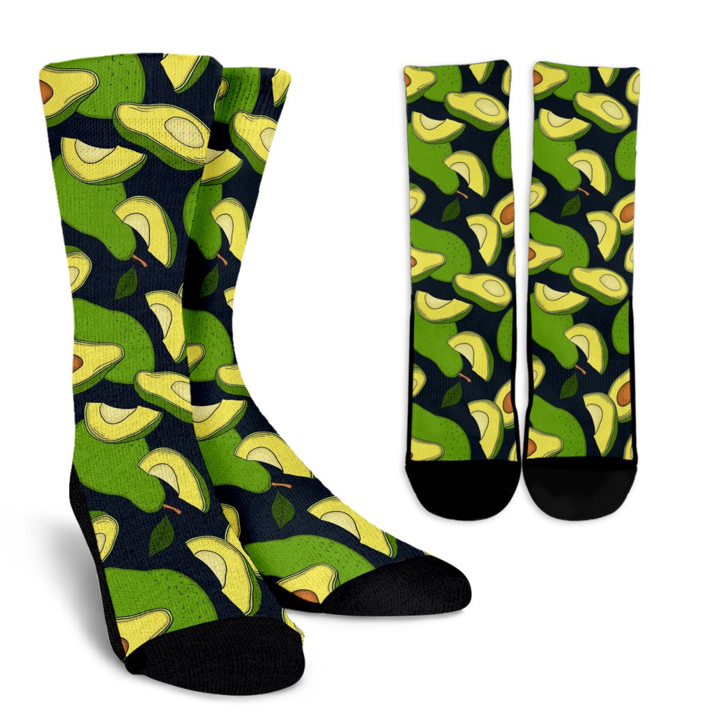 Avocado Pattern Print Design AC013 Crew Socks-JORJUNE.COM