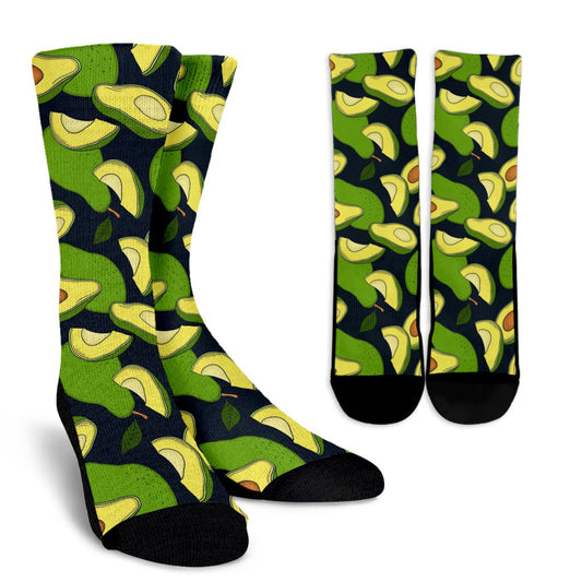 Avocado Pattern Print Design AC013 Crew Socks-JORJUNE.COM