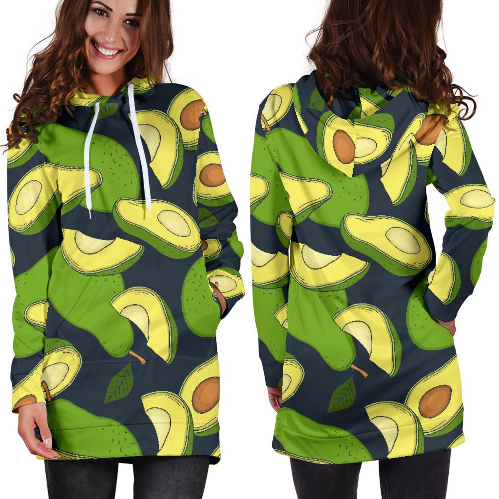 Avocado Pattern Print Design AC013 Women Hoodie Dress
