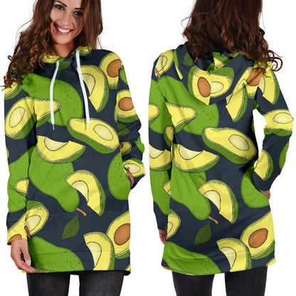 Avocado Pattern Print Design AC013 Women Hoodie Dress
