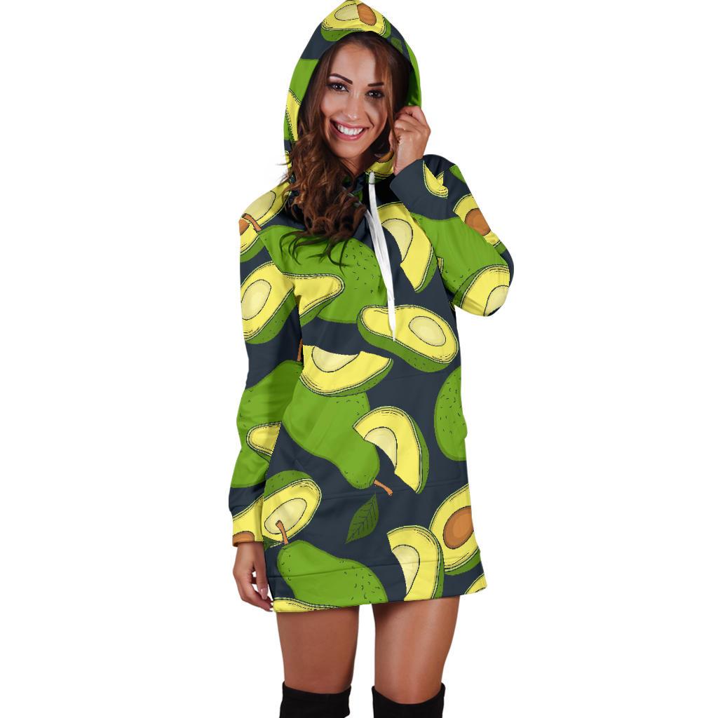 Avocado Pattern Print Design AC013 Women Hoodie Dress