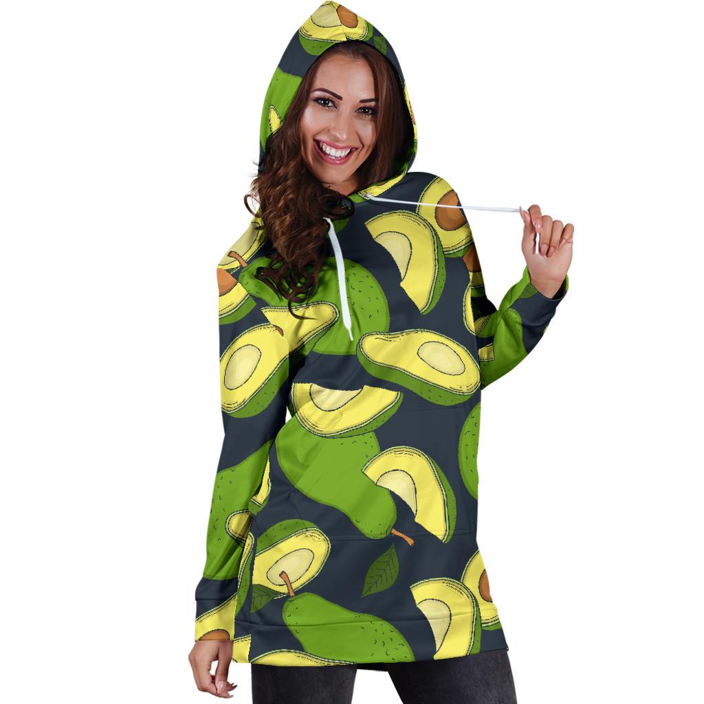 Avocado Pattern Print Design AC013 Women Hoodie Dress