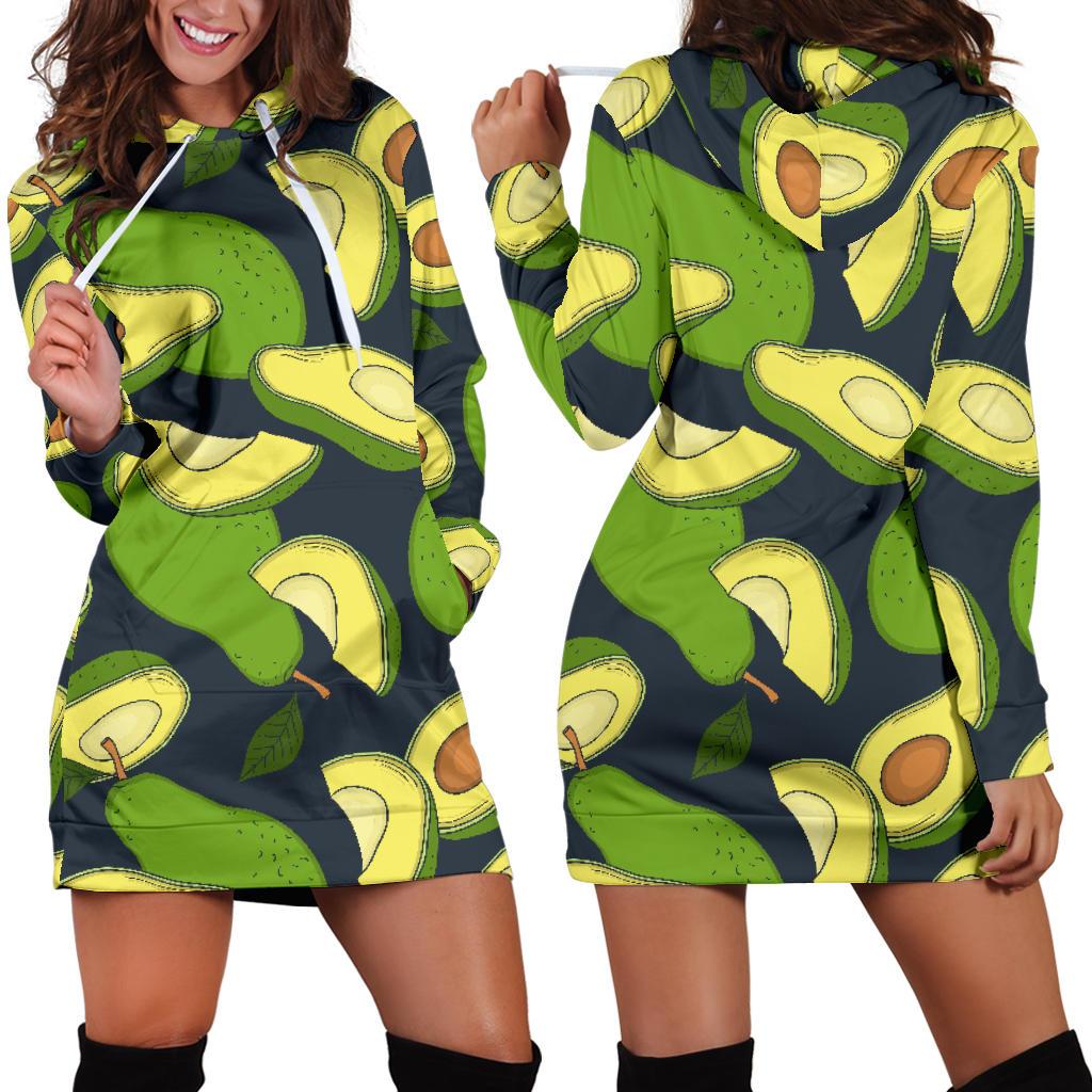Avocado Pattern Print Design AC013 Women Hoodie Dress