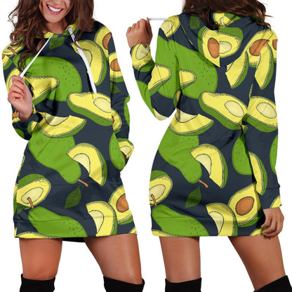 Avocado Pattern Print Design AC013 Women Hoodie Dress