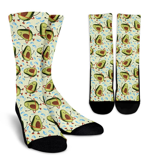 Avocado Pattern Print Design AC02 Crew Socks-JORJUNE.COM