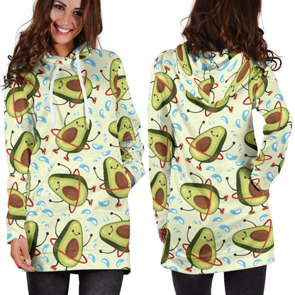 Avocado Pattern Print Design AC02 Women Hoodie Dress