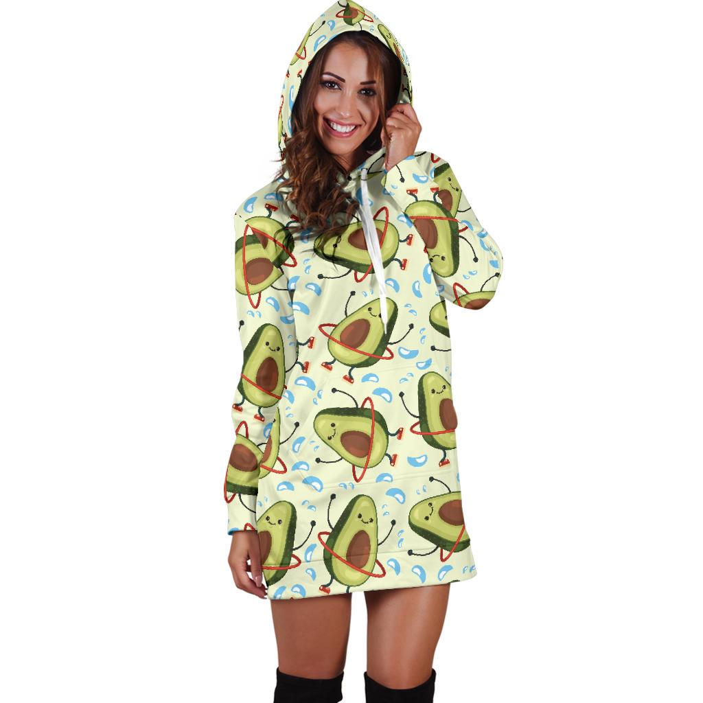Avocado Pattern Print Design AC02 Women Hoodie Dress