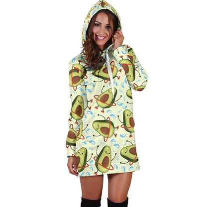 Avocado Pattern Print Design AC02 Women Hoodie Dress