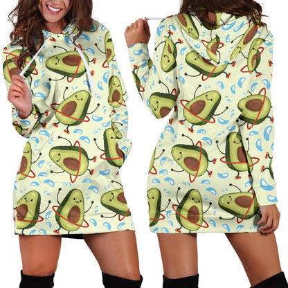 Avocado Pattern Print Design AC02 Women Hoodie Dress
