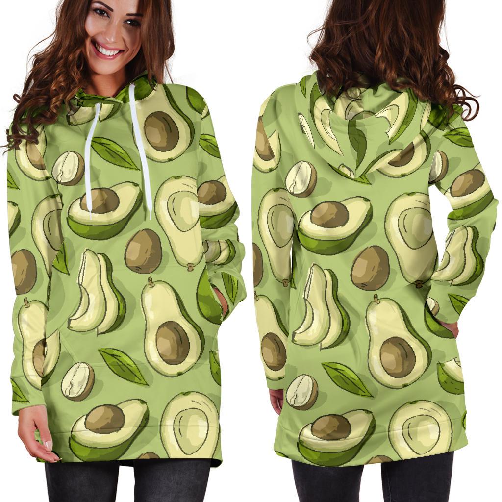 Avocado Pattern Print Design AC03 Women Hoodie Dress