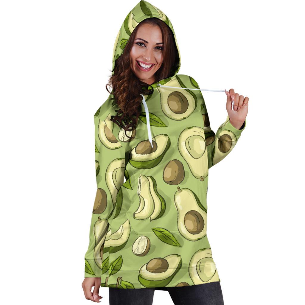 Avocado Pattern Print Design AC03 Women Hoodie Dress