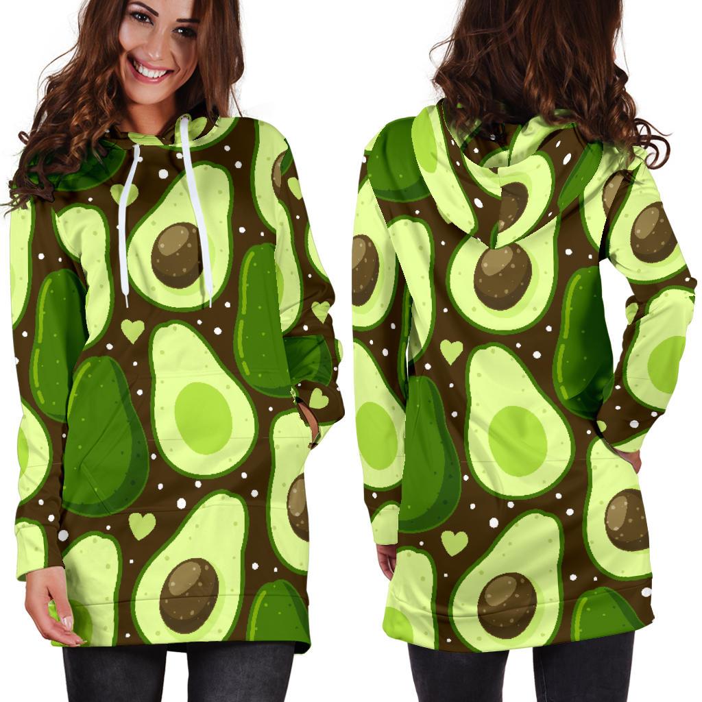 Avocado Pattern Print Design AC04 Women Hoodie Dress