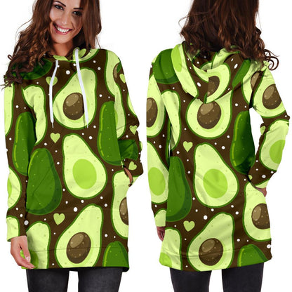 Avocado Pattern Print Design AC04 Women Hoodie Dress