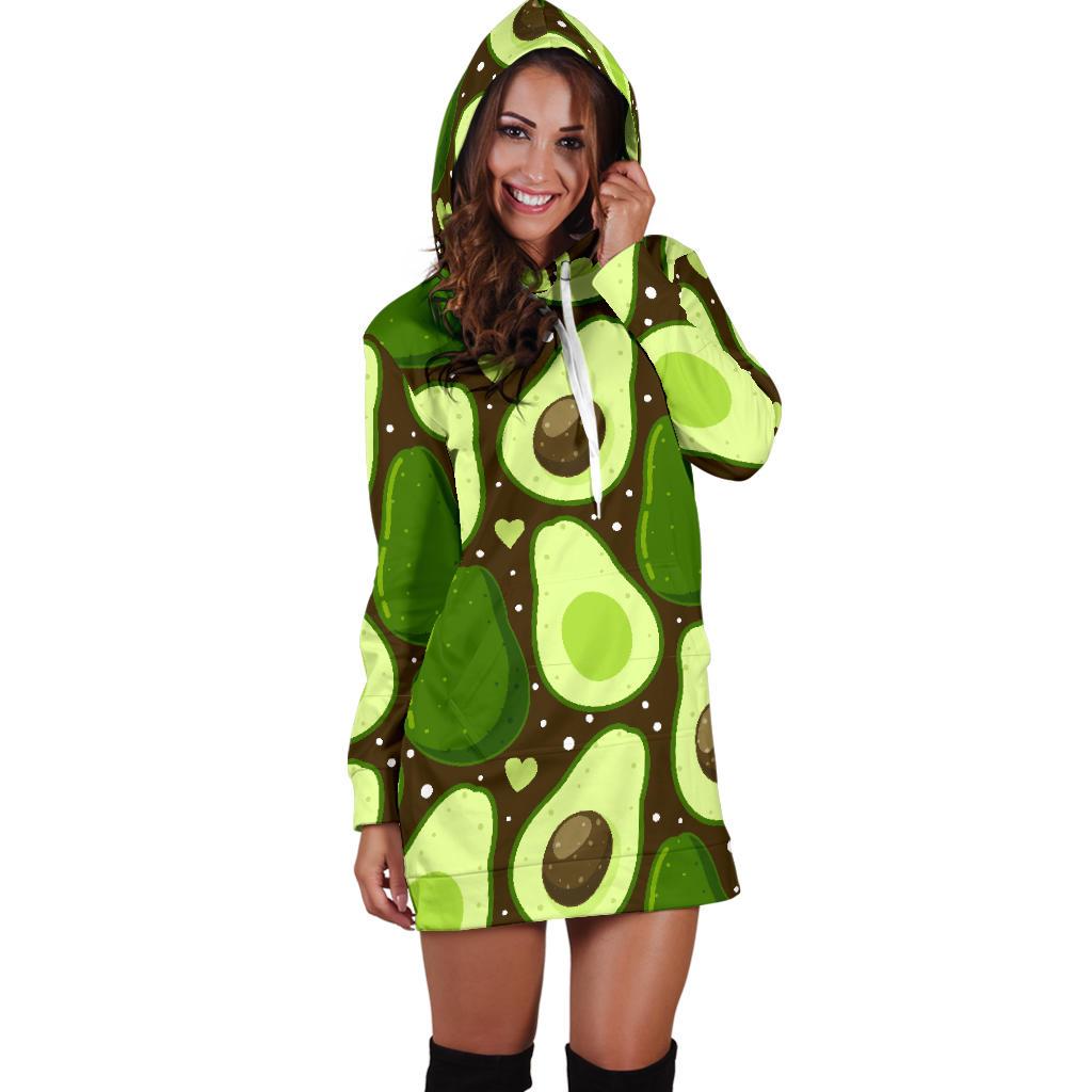 Avocado Pattern Print Design AC04 Women Hoodie Dress
