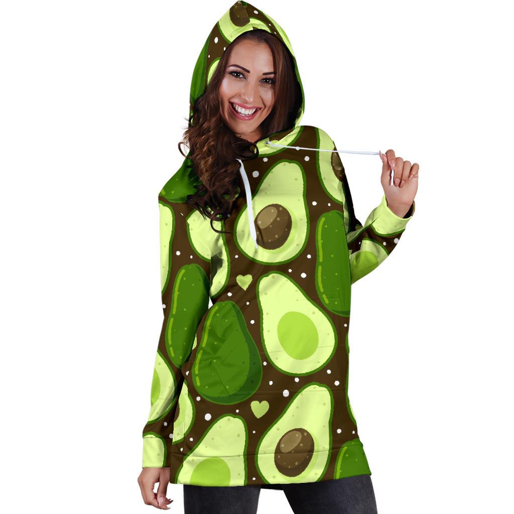 Avocado Pattern Print Design AC04 Women Hoodie Dress