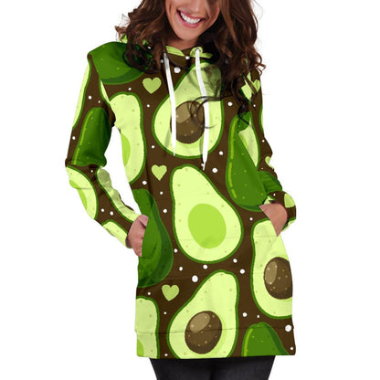Avocado Pattern Print Design AC04 Women Hoodie Dress