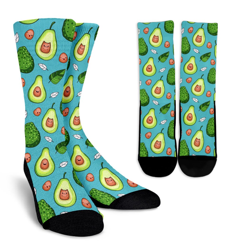 Avocado Pattern Print Design AC05 Crew Socks-JORJUNE.COM