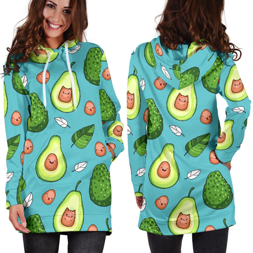 Avocado Pattern Print Design AC05 Women Hoodie Dress