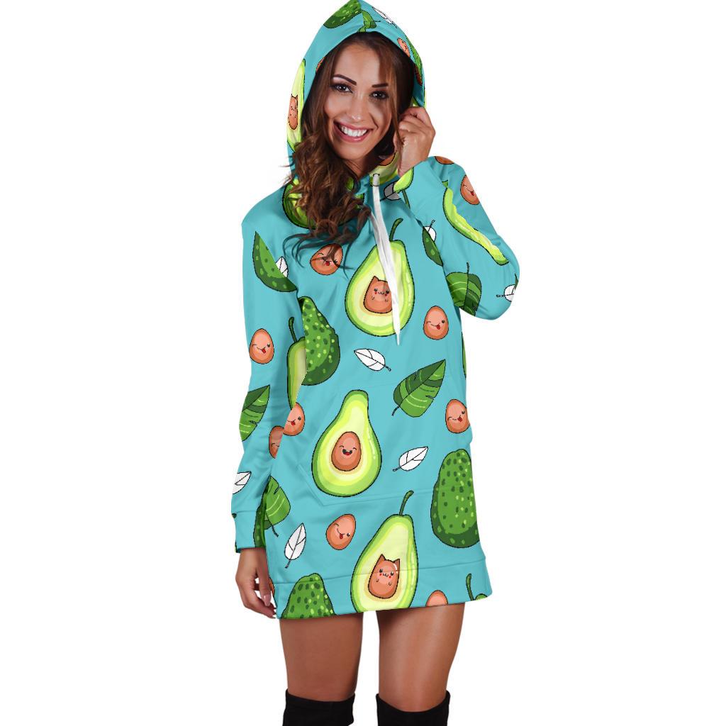 Avocado Pattern Print Design AC05 Women Hoodie Dress