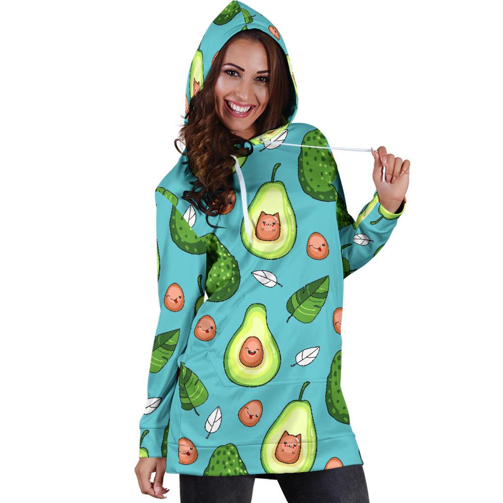Avocado Pattern Print Design AC05 Women Hoodie Dress