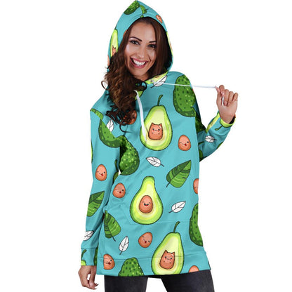 Avocado Pattern Print Design AC05 Women Hoodie Dress
