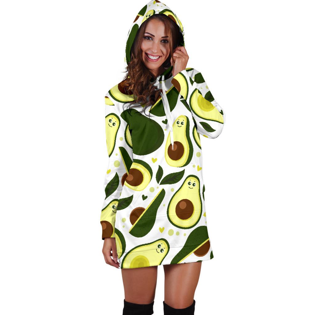 Avocado Pattern Print Design AC06 Women Hoodie Dress