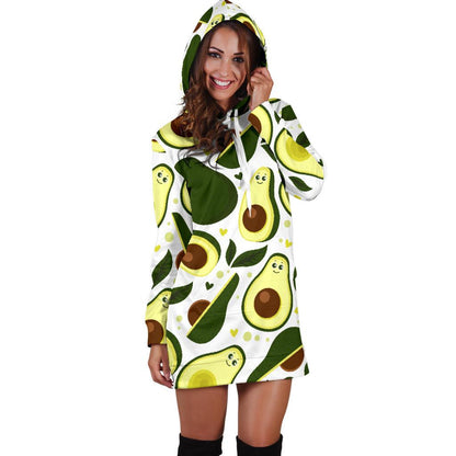 Avocado Pattern Print Design AC06 Women Hoodie Dress