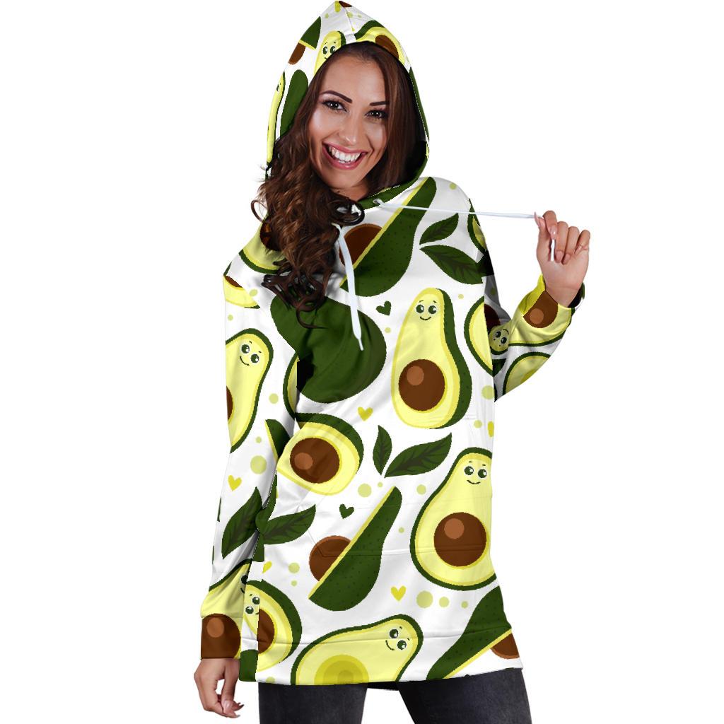 Avocado Pattern Print Design AC06 Women Hoodie Dress