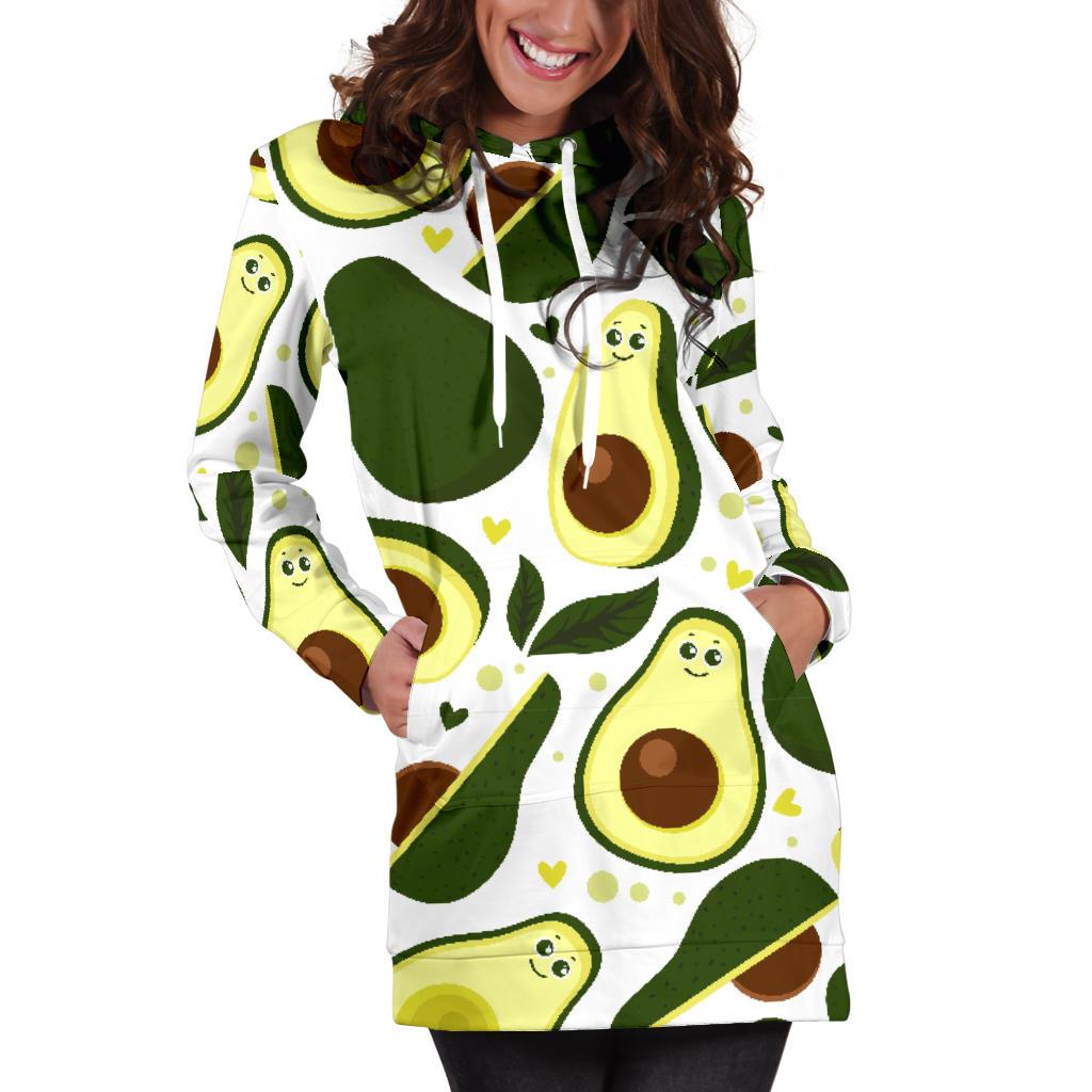 Avocado Pattern Print Design AC06 Women Hoodie Dress