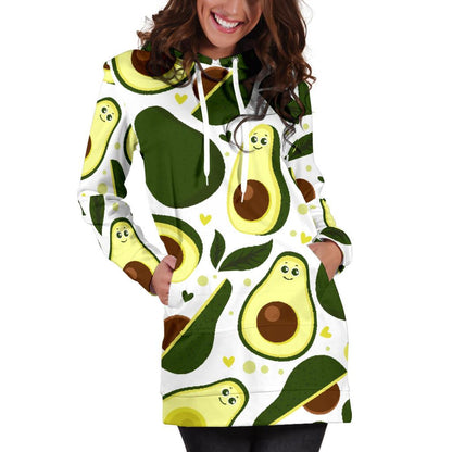 Avocado Pattern Print Design AC06 Women Hoodie Dress