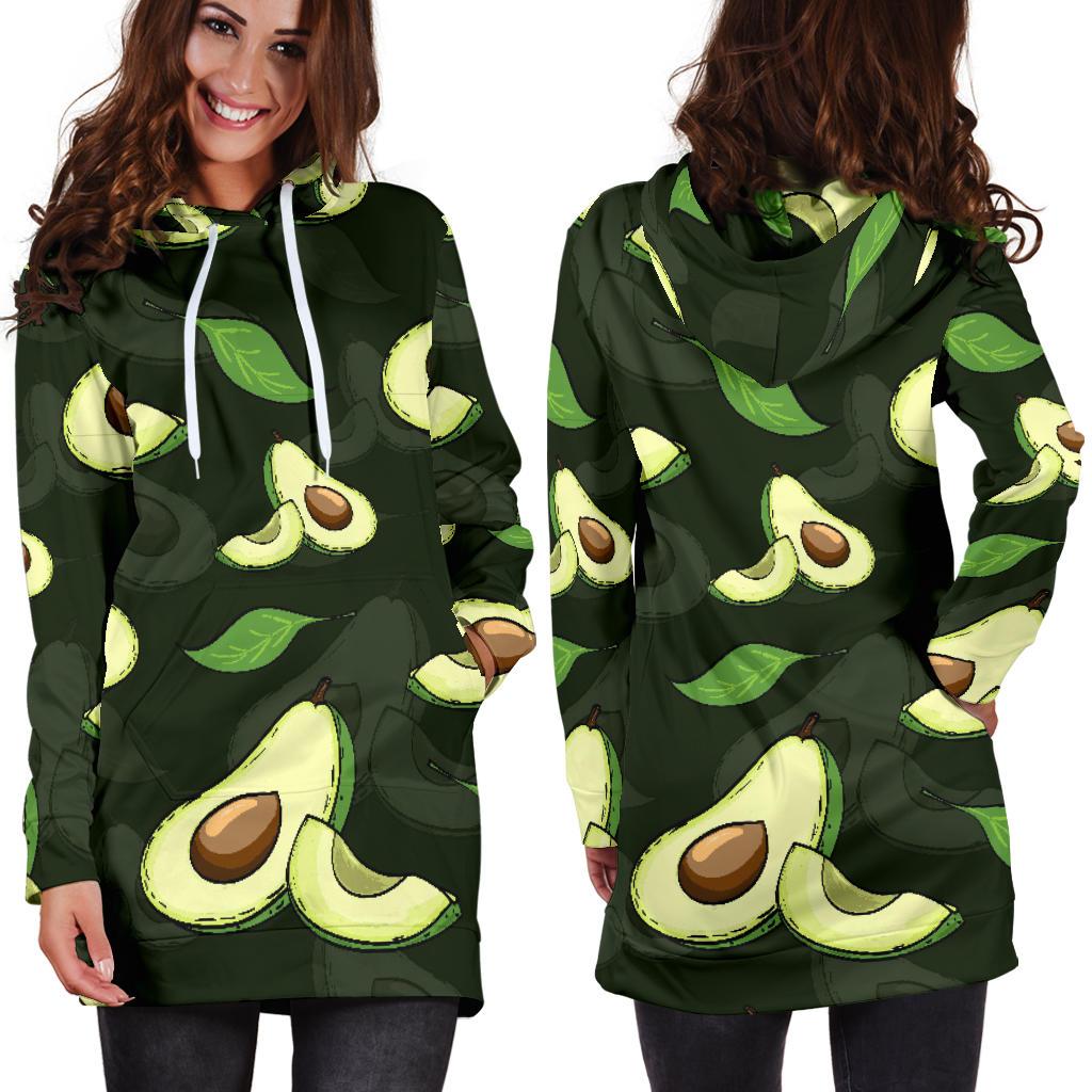 Avocado Pattern Print Design AC07 Women Hoodie Dress