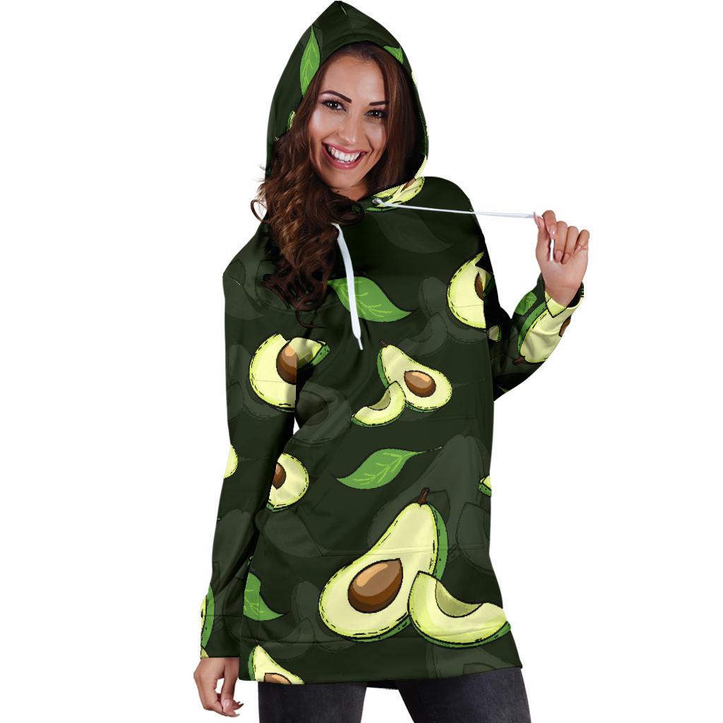 Avocado Pattern Print Design AC07 Women Hoodie Dress