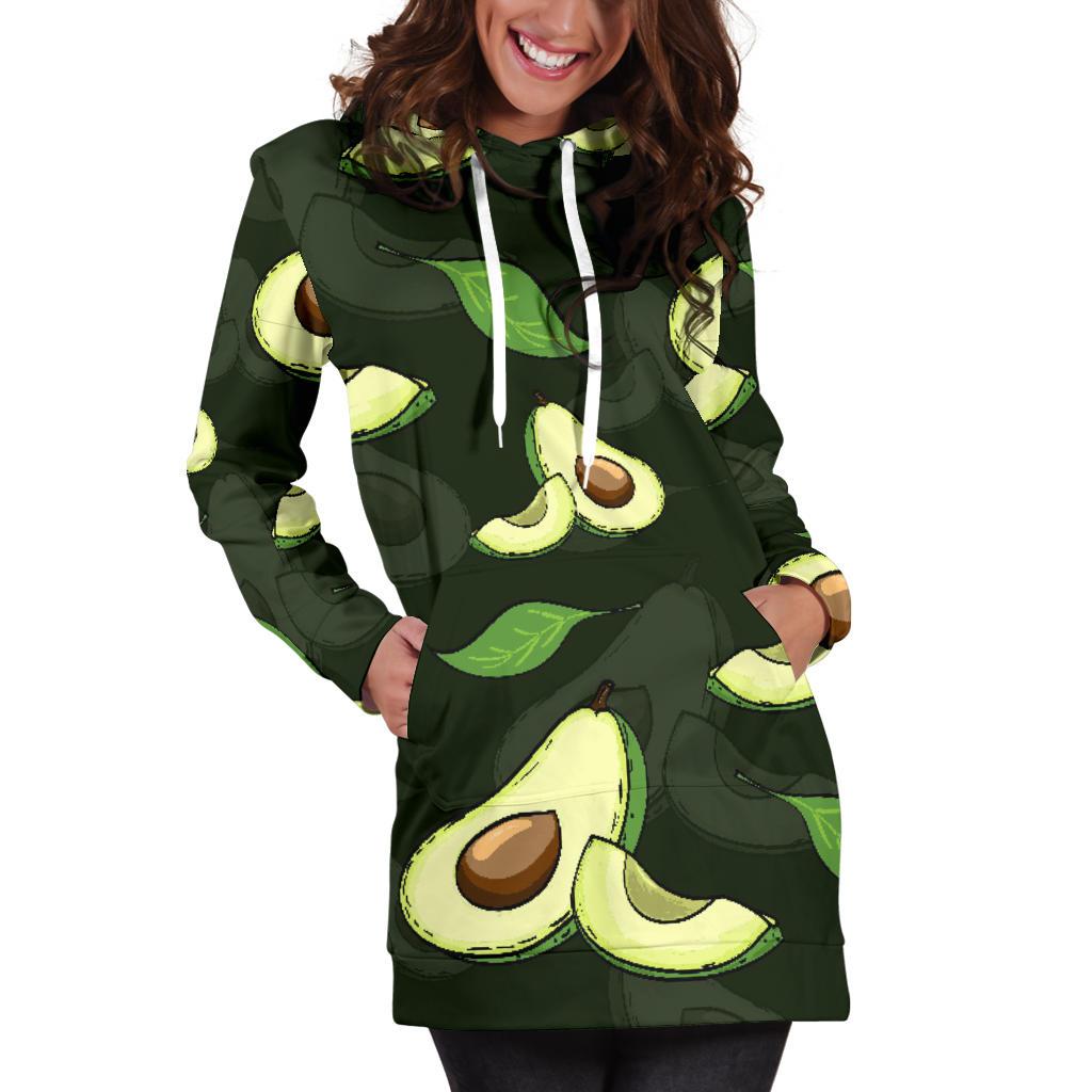 Avocado Pattern Print Design AC07 Women Hoodie Dress