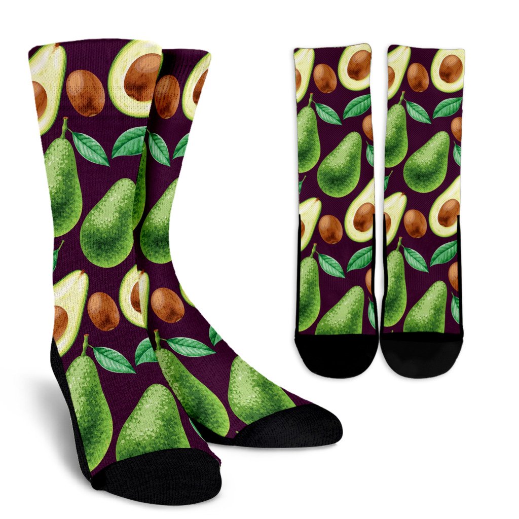 Avocado Pattern Print Design AC08 Crew Socks-JORJUNE.COM