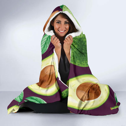 Avocado Pattern Print Design AC08 Hooded Blanket-JORJUNE.COM