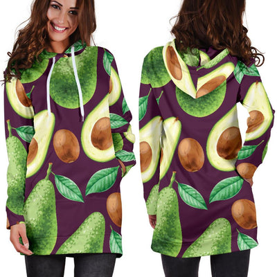 Avocado Pattern Print Design AC08 Women Hoodie Dress