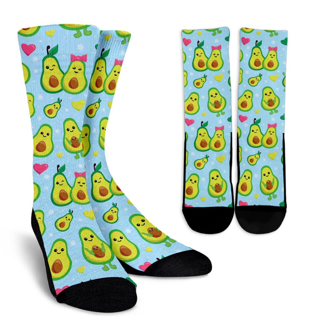 Avocado Pattern Print Design AC09 Crew Socks-JORJUNE.COM